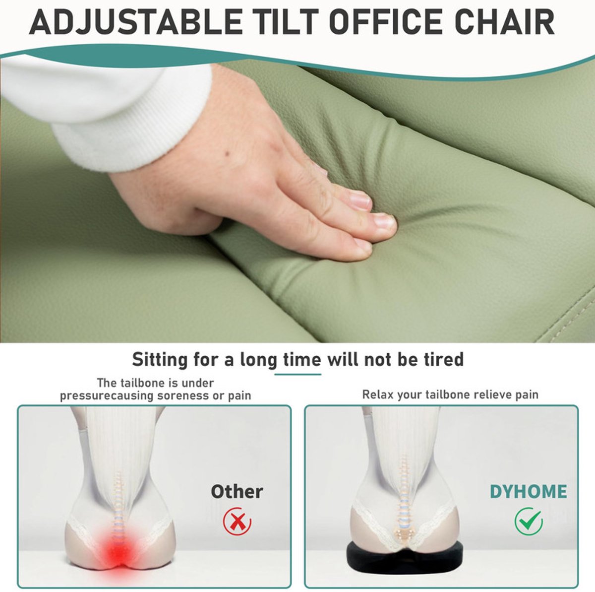 Comfortabele Ergonomische Bureaustoel met Voetensteun Groen - afbeelding 3