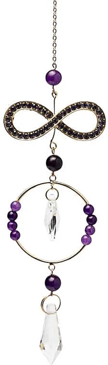 Phoenix Import Mani Bhadra Suncatcher infinity met amethist en kristal – ± 31 cm paars