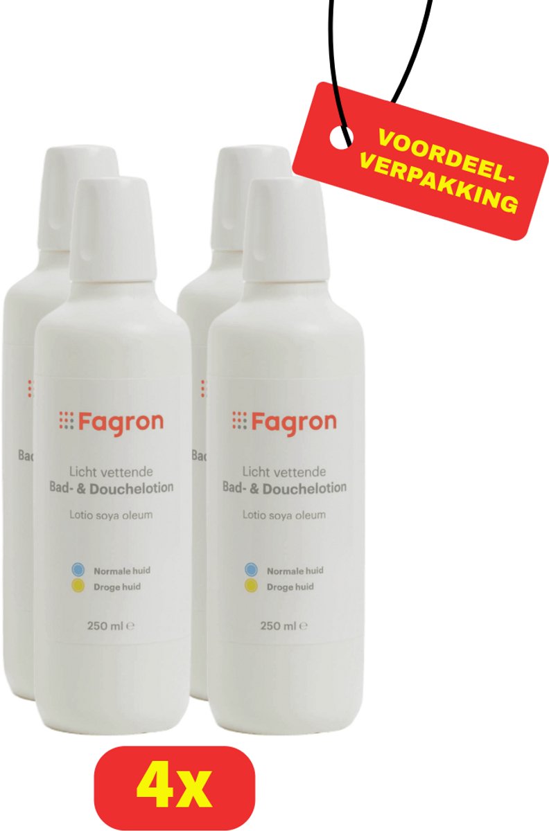 Fagron Licht Vettende Bad en Douchelotion - 4 x 250ml - Voordeelverpakking