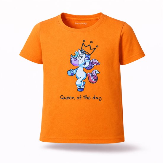 Oranje shirt kinderen Unicorn | Oranje Shirt | Koningsdag Kleding Kinderen | Oranje | Kind 3-4 jaar | Maat 104