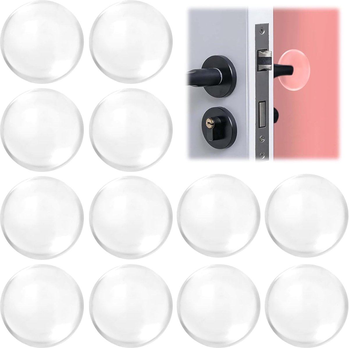 Famanu – Transparante wanddeurstopper set 12 stuks – rubber buffers – zelfklevend – voor glazen plat