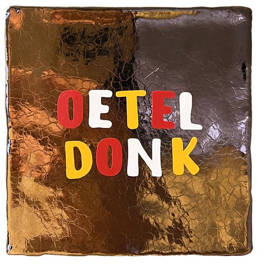 Foto: Oeteldonk tegeltje goud rood wit geel carnaval den bosch 10x10 cm