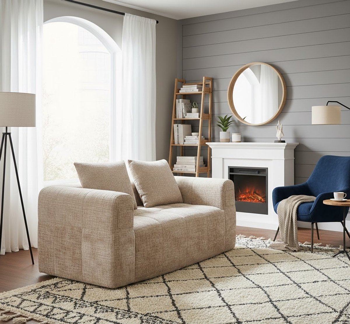 CloudLounge 2-Zits Slaapbank – Comfortabele Designbank zonder Montage – Zachte Chenille Stof – Inclusief Zijvakken – Moderne Sofa voor Woonkamer, Appartement & Studio – Kaki. A-Furniture