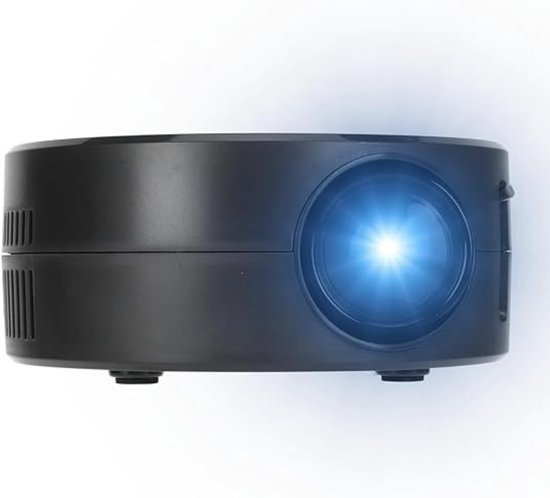 Mini projector zwart compact draagbaar met WiFi, ingebouwde speaker, scherpe beelden voor films, games, presentaties