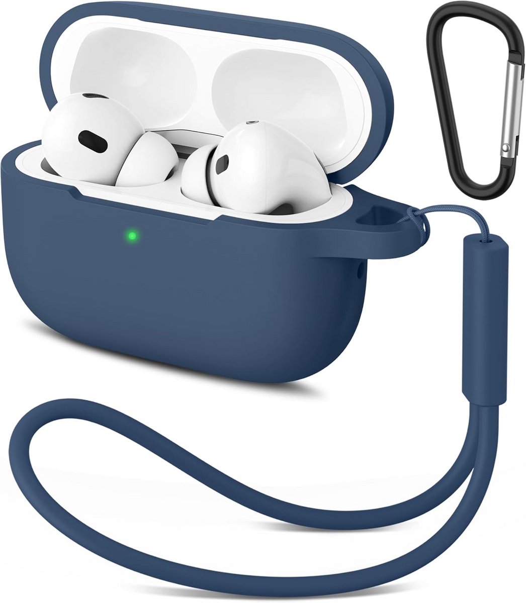 Stootvaste Siliconen Beschermhoes met Karabijnhaak voor AirPods Pro 2e Generatie