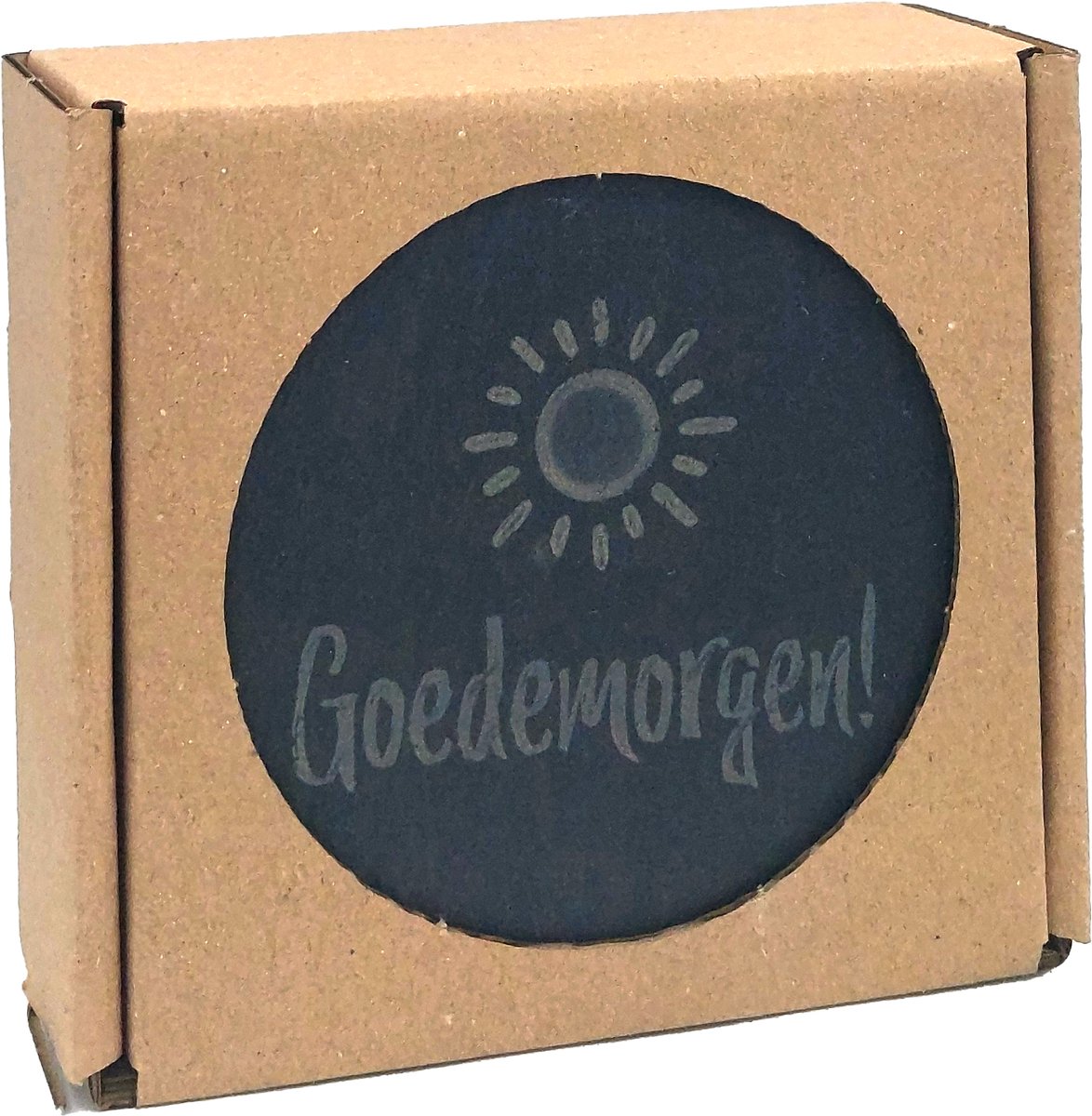 Coaster Rond (5 stuks) - Goedemorgen - Met tekst gegraveerd - Natuursteen - Cadeau