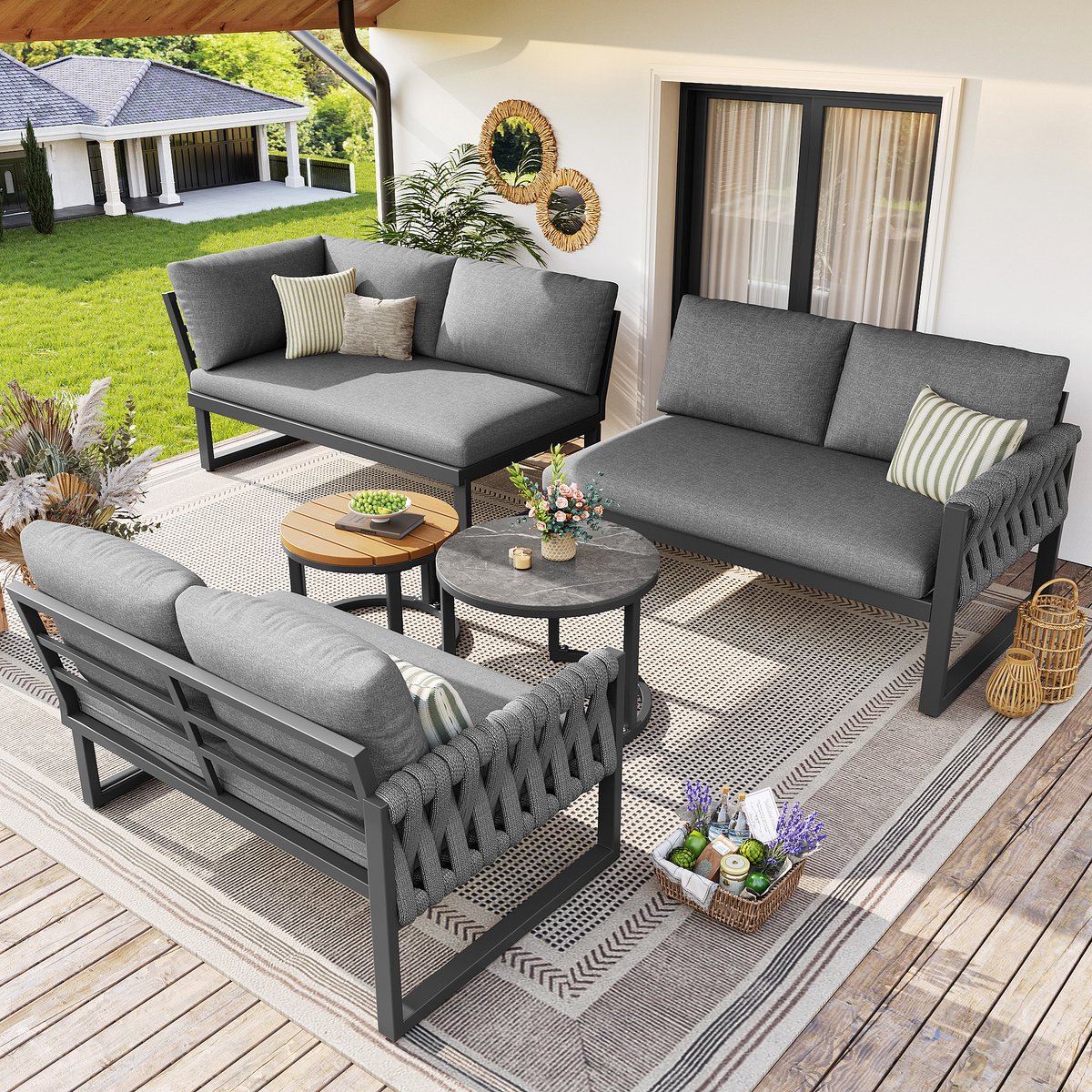 OKWISH Modulaire Tuinlounge Set Voor 5 Tot 6 Personen thumbnail 4