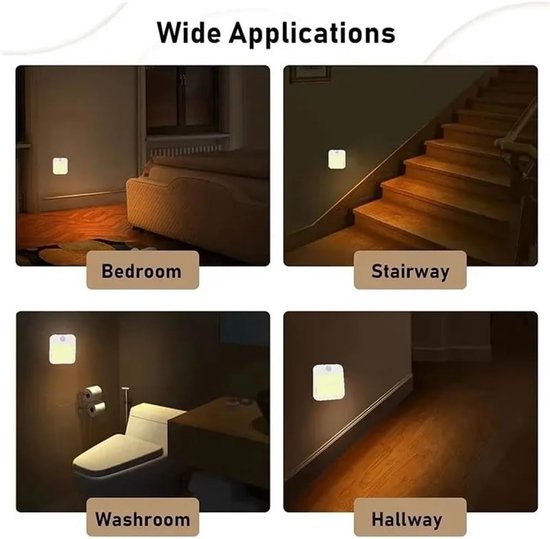 Tweedelige mini draagbare LED-nachtlamp met sensor voor aan de muur, geschikt voor kinderkamer, hal en keuken (warm licht). — afbeelding 5
