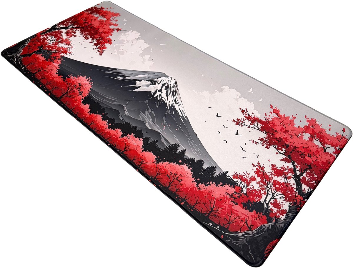 Muismat xxl - Fuji Blossom Rood - Gaming - 900 x 400 x 3 mm - Antislip