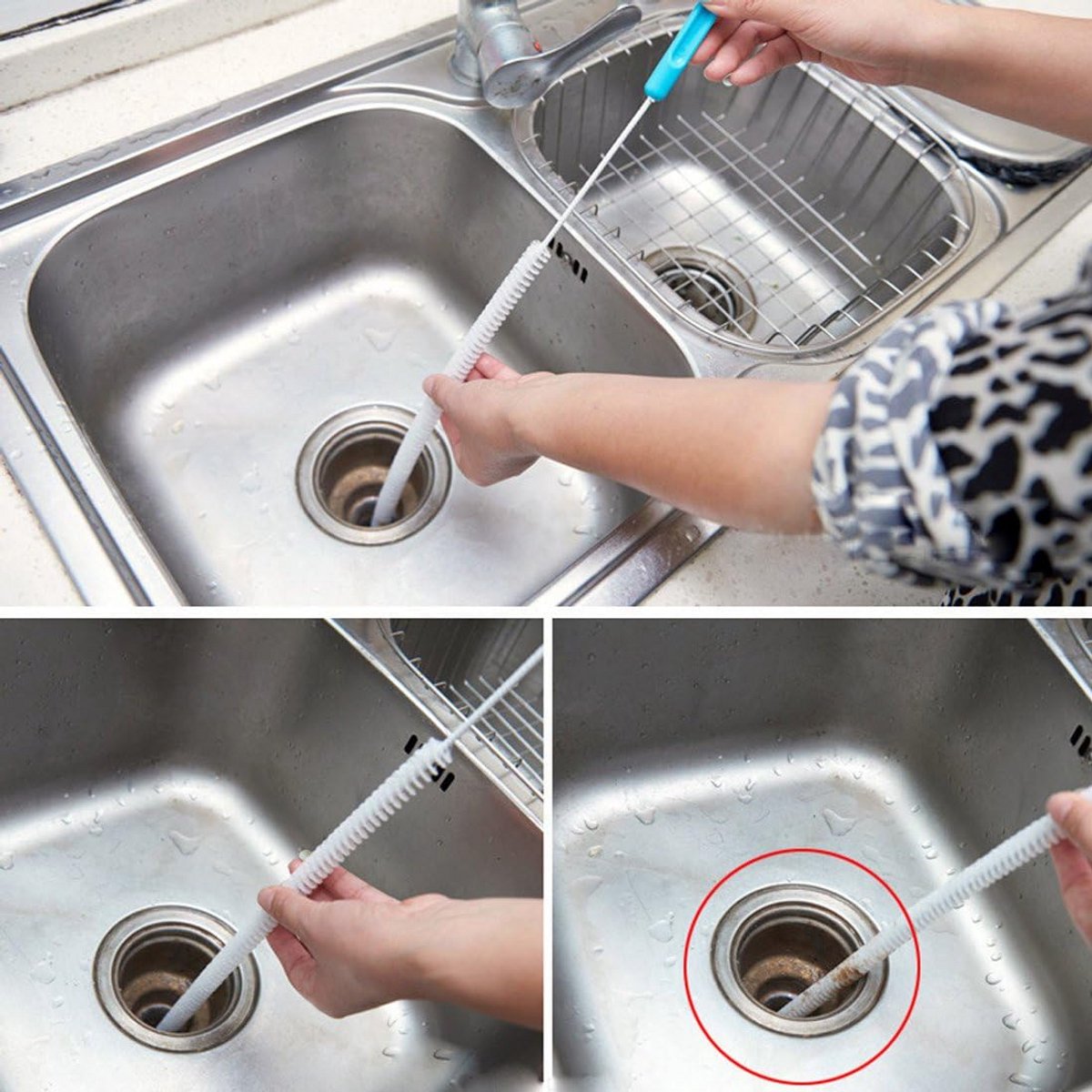 Flexibele Afvoerontstopper Borstelset 71cm - Voor Schoonmaken Douche, Badkamer en Keukenafvoeren