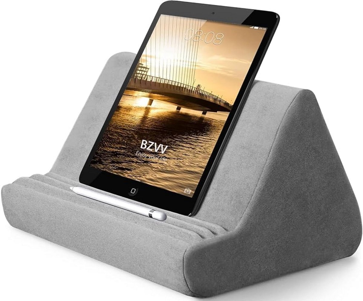 Verstelbare Tablet Standaard Kussen met Opbergvak - Voor Bank, Bed & Bureau - Geschikt voor iPad, E-readers en Smartphones