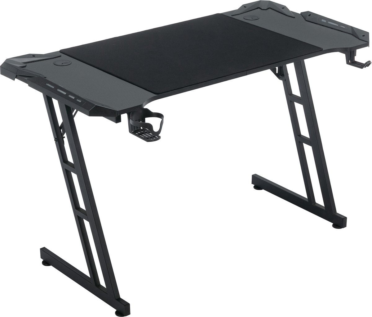 Aufun gamingtafel – 140x60 cm – met LED, koptelefoonhaak en bekerhouder – pc-tafel voor gaming