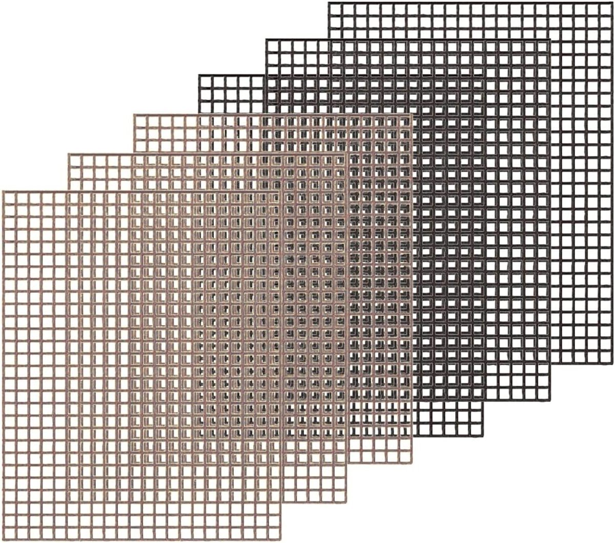 Famanu – Anti-aanbak BBQ grillmatten van mesh - hittebestendige herbruikbare grillplaten voor pellet- - gas- en houtskoolgrill - geschikt voor roken en barbecueën - set van 6 - 40 x 33 cm
