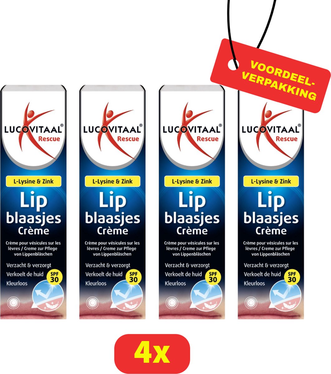 Lucovitaal Lipblaasjes Crème - 4 x 7 milliliter - SPF 30 - Voordeelverpakking