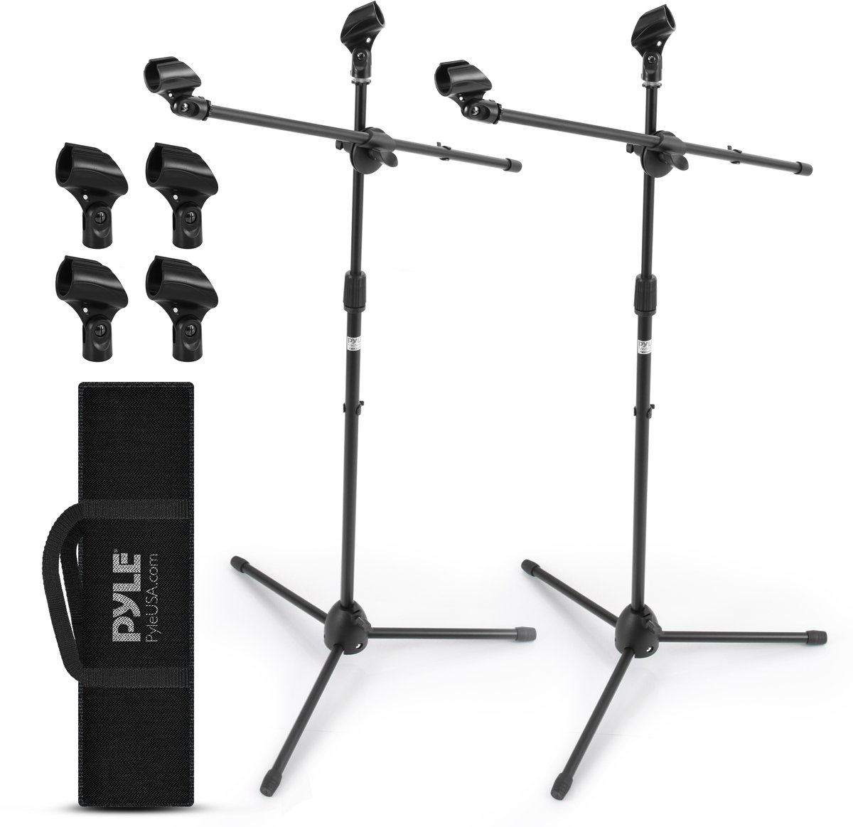 Pyle Microfoonstandaard 2-pack – Universele Verstelbare Tripod – In hoogte verstelbaar met 5/8″ adapter – Inclusief draagtas