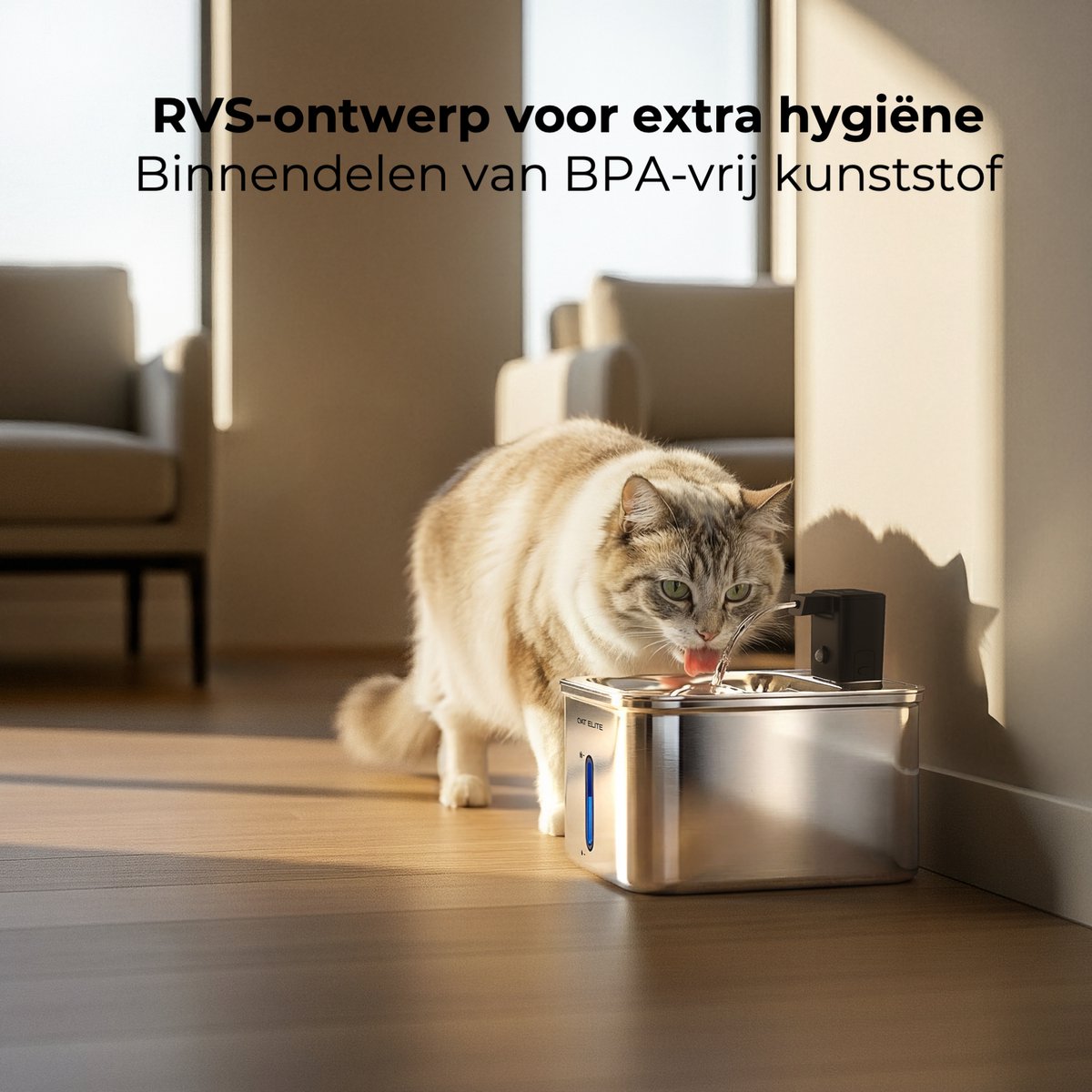CatElite - Draadloze Drinkfontein Kat RVS - Fresh thumbnail 4