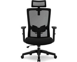 Fukstern bureaustoel-ergonomische bureaustoel voor volwassenen-3D hoofdsteun-Max. kanteling 135° – Zwart
