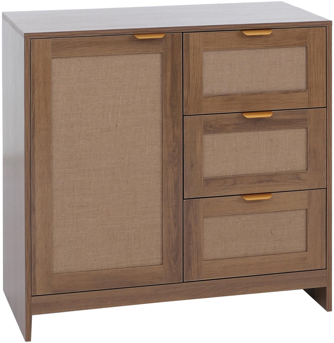 Commode MCW-P50, kast, dressoir, highboard, lades, opbergruimte, MDF melamine linnenfront