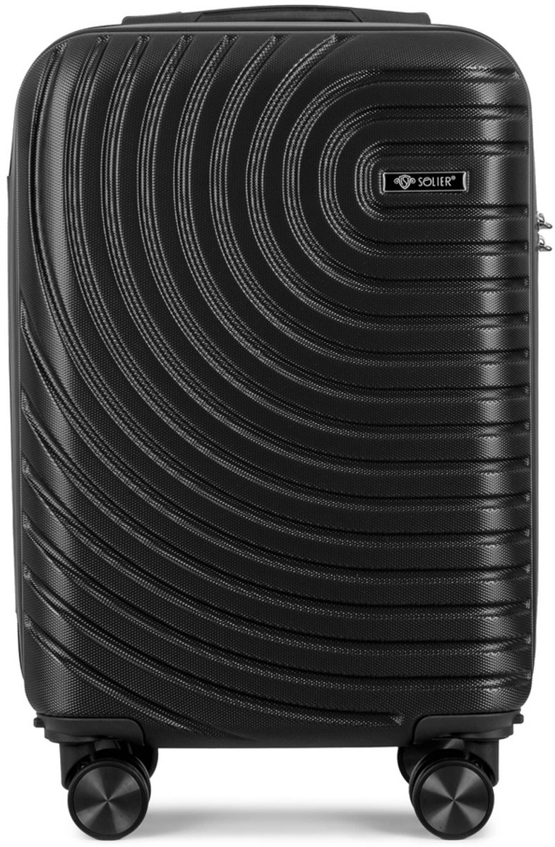 Solier Aventor STL1064 - Handbagagekoffer 20 inch - ABS Plus - TSA cijferslot - 4 dubbele zwenkwielen - Zwart