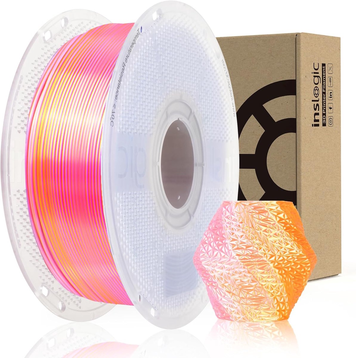 PLA Filament - Zijdeglans Draad - 3D Printen - Tweekleurig Effect - 1.75mm 1kg - Roze Goud