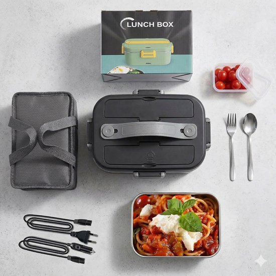 NordHaus Elektrische Lunchbox - Voedselverwarmer - 12V 24V 220V - 90W Snelle Verwarming - 2,5L - 2 Compartimenten van NordHaus — afbeelding 4