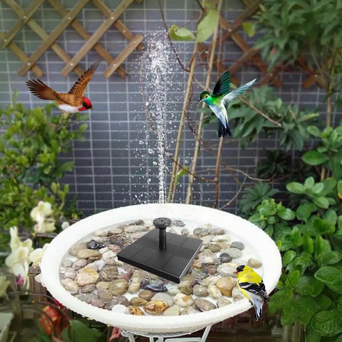 Zonnefontein - Solar Fonteinpomp voor Vogelbad en Vijver - 1.4W Fontein op Zonne-energie met - Automatische Waterpomp voor Tuin en Terras thumbnail 7