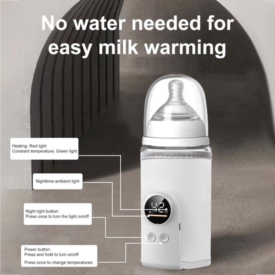 Draagbare babyflesverwarmer - USB-moedermelkverwarmer - Draadloos oplaadbare moedermelkverwarmer - Compact opbergontwerp van Merkloos — afbeelding 4