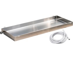 Opvangbak met afvoer - Condensbak lekbak - Airco condens opvangen - Roestvrij staal 304 - 20x10cm - Zwart