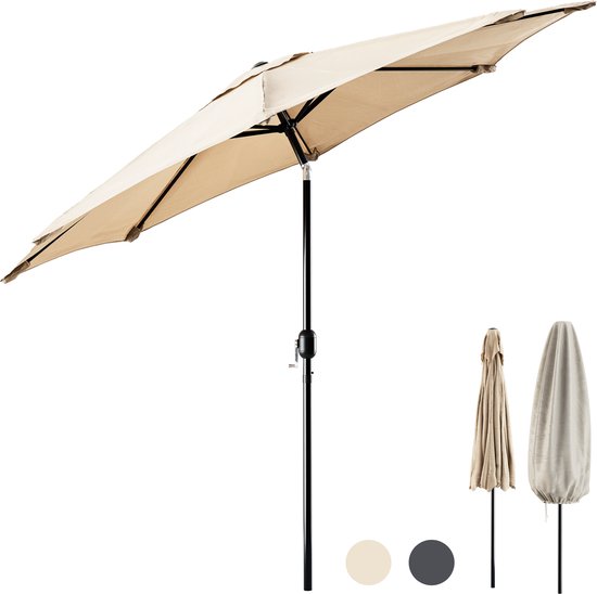 Tristar Stokparasol - 300cm Rond - Tuin & Balkon - Kantelbaar - Incl. Beschermhoes - PA-7904 - Beige