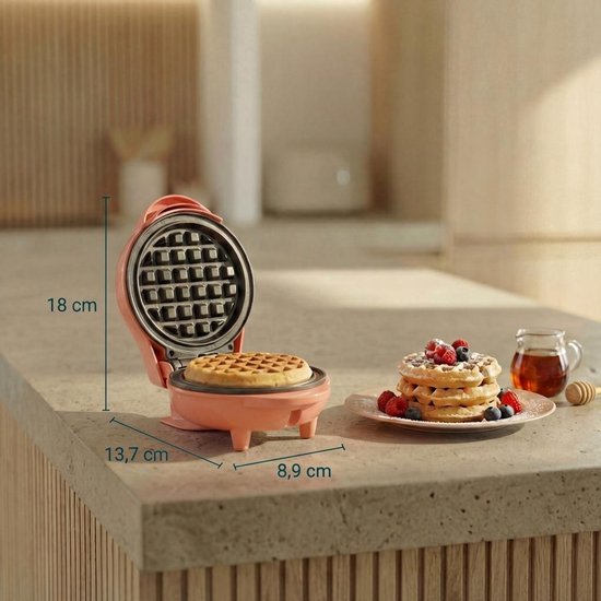 Bestron Wafelijzer - AMW500PE - 550W - Mini wafel - Anti aanbaklaag - Oranje - 5 jaar garantie van Bestron — afbeelding 3
