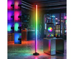 MUPOO Smart Vloerlamp RGB Bluetooth - Hoeklamp staand LED Full Color -Dimbaar & Drie controlemethoden - Muziek in sync & Dynamische -Sfeerverlichting voor Woonkamer, Computerruimte, Feest