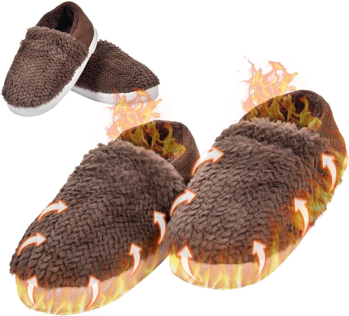 Elektrische Voetwarmer - Verwarmde Pantoffels - Warme Voeten - USB Voeding Wasbaar - 30 x 11 cm - Koffiekleurig