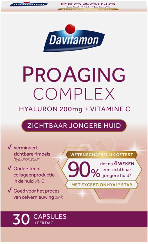 Davitamon Pro Aging Complex - Zichtbare huidverzorging van binnenuit - formule met hyaluronzuur, vitaminen en mineralen - 30 capsules