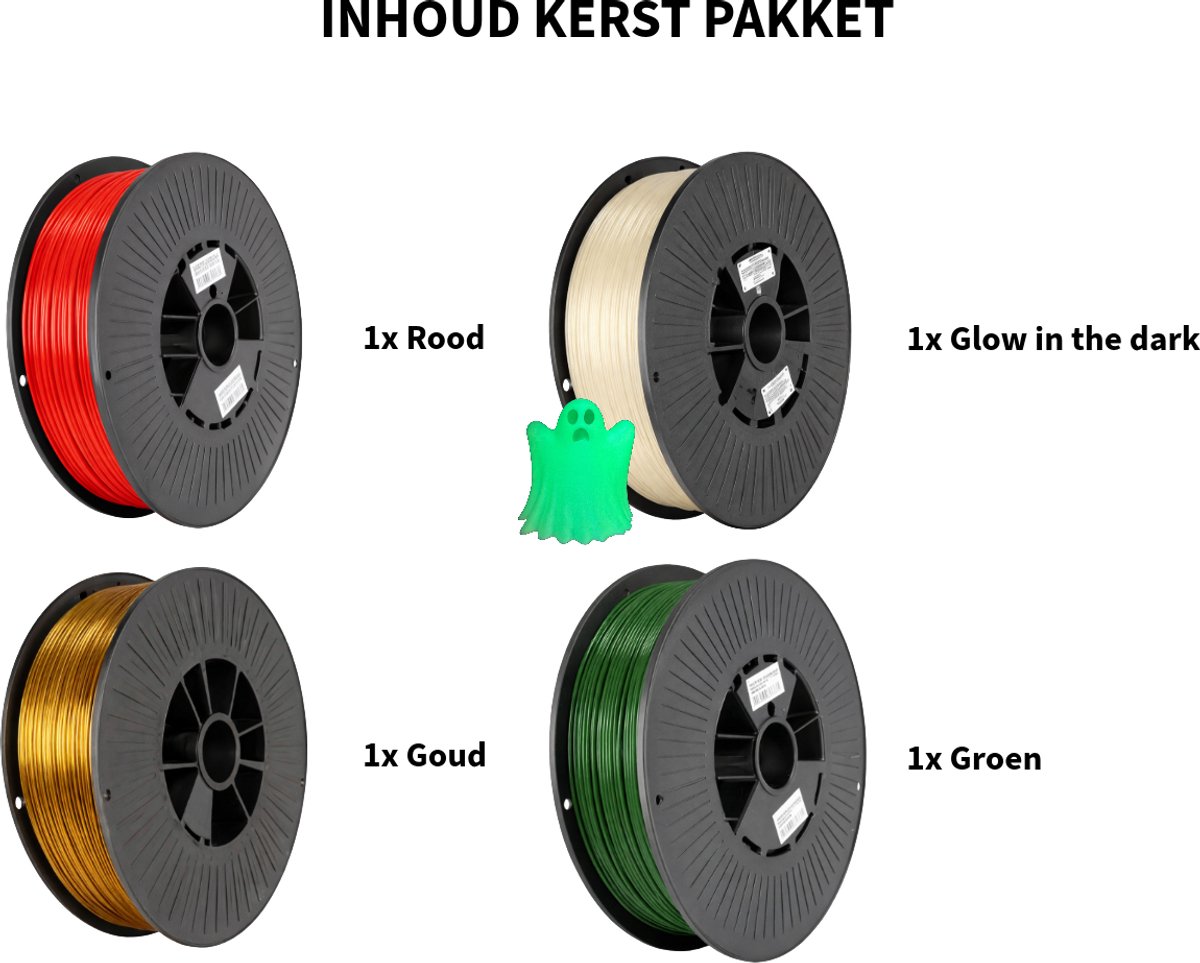 PLA+ 4KG Kerst voordeelpakket 3D Printer Filament 1.75 mm - Hoge Kwaliteit en Duurzaam - Compatibel met Creality, Bambu Lab, Esun en Meer - Perfect voor Prototypes, Modellen en Accessoires - Professioneel en Thuisgebruik – foto 5