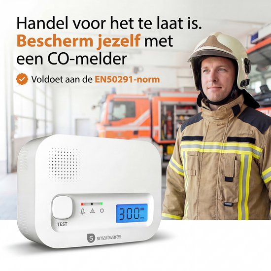 Smartwares FGA-13041 - Koolmonoxidemelder CO melder - 85 dB - Levensduur 10 jaar - BSI Gecertificeerd