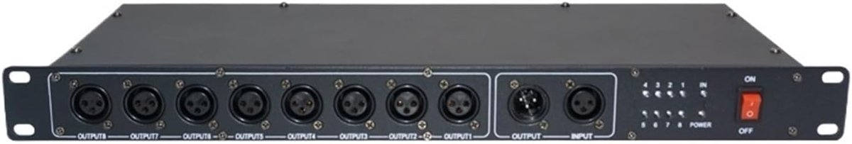 DMX Controller - Lichtsignaal Verdeler - Podiumverlichting Sturen - 8-weg Signaalversterking - 52x18x10cm