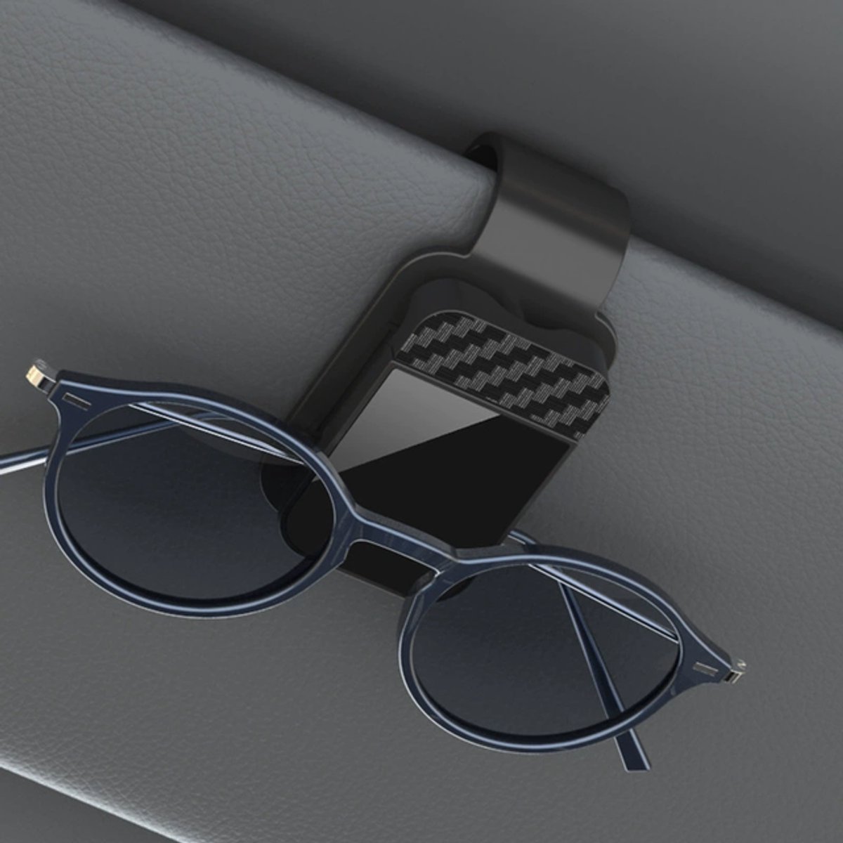 Zonnebrilhouder voor in de autozonneklep - Organizer - Brillenhouder auto - auto accessories - auto accessoires decoratie - Brilhouder met veiligheidsslot - Zwart - 7*4*3,5 cm - ABS