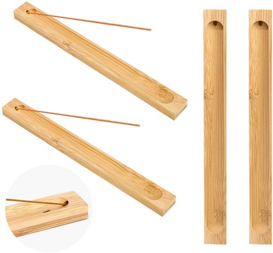 5 stuks Bamboo Wooden Incense Stick Holder, Handmade - Ash Catcher for Insent Stick - Incense Sticks Burners, Aromatherapy, Relaxation, Meditation, Yoga, Home Office, Decoration, Ornament Accessories, Nice Gift