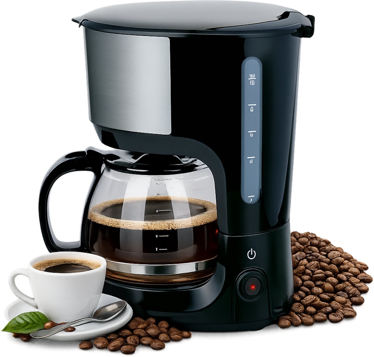 alpina Koffiezetapparaat Filterkoffie 750 W - Koffiemachine met Herbruikbare Koffiezet Filter - Koffiemachine met 1,25 L Glazen Kan - 10 Kopjes Koffie per Keer - Anti-Druppel Koffiemaker