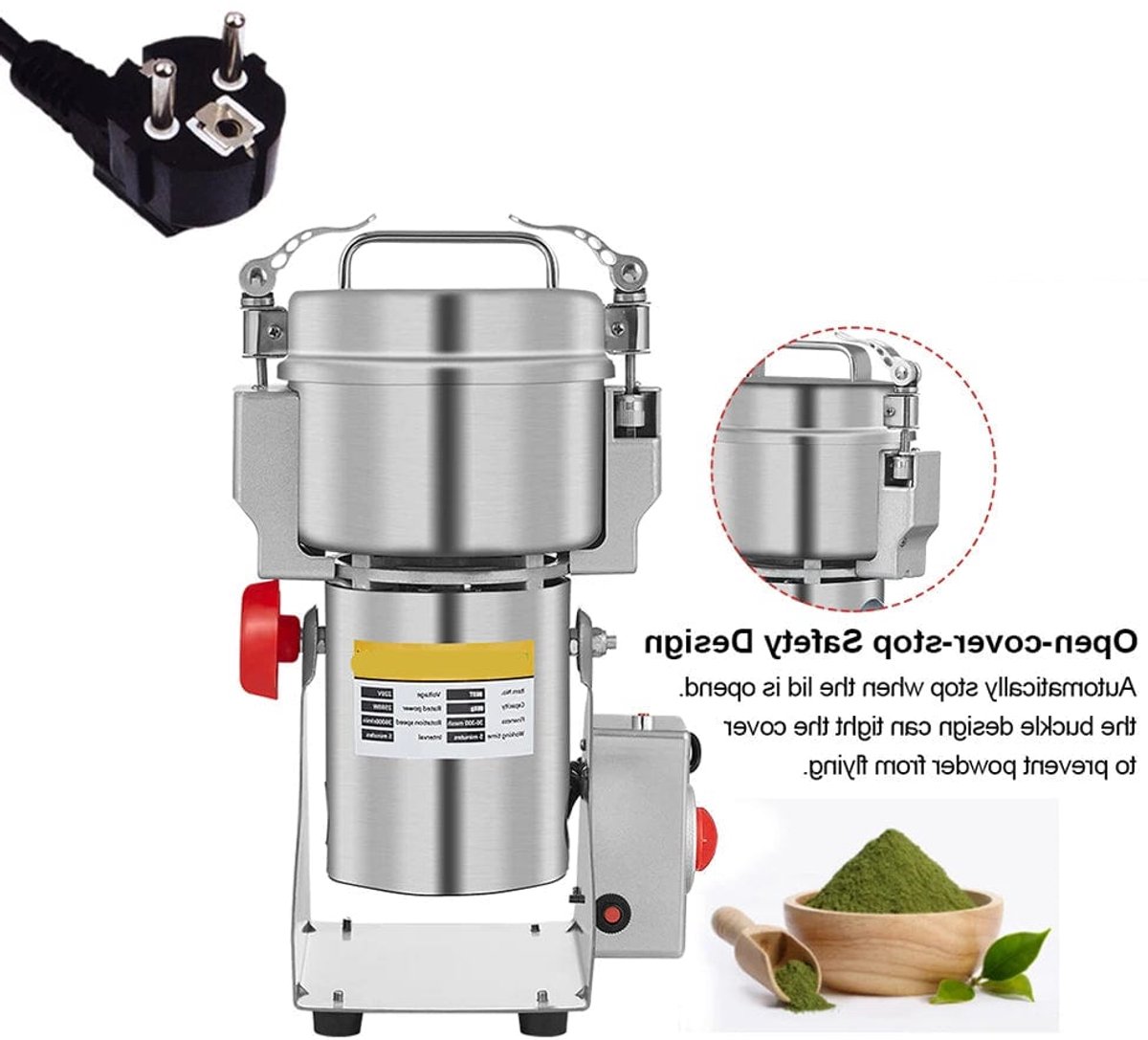 Kruidenmolen - Hakmolen - Specerijenmolen - Koffiemolens - Molen - 800G - 220V - Swing Type - Elektrische - Grinder met Display - voor Droge Voeding, Koffie en Specerijen - Kruidenmaler - Graanmolen