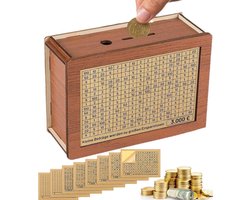 Houten spaarpot - Bereik je spaardoel - Streep af wat je erin gooit - Spaarpotten - Herbruikbaar - Spaarpot Volwassenen - Spaarpot Kinderen - Motiverende Money Box voor Spaardoelen - Helpt bij het Ontwikkelen van de Spaargewoonte - Sparen - Cadeau