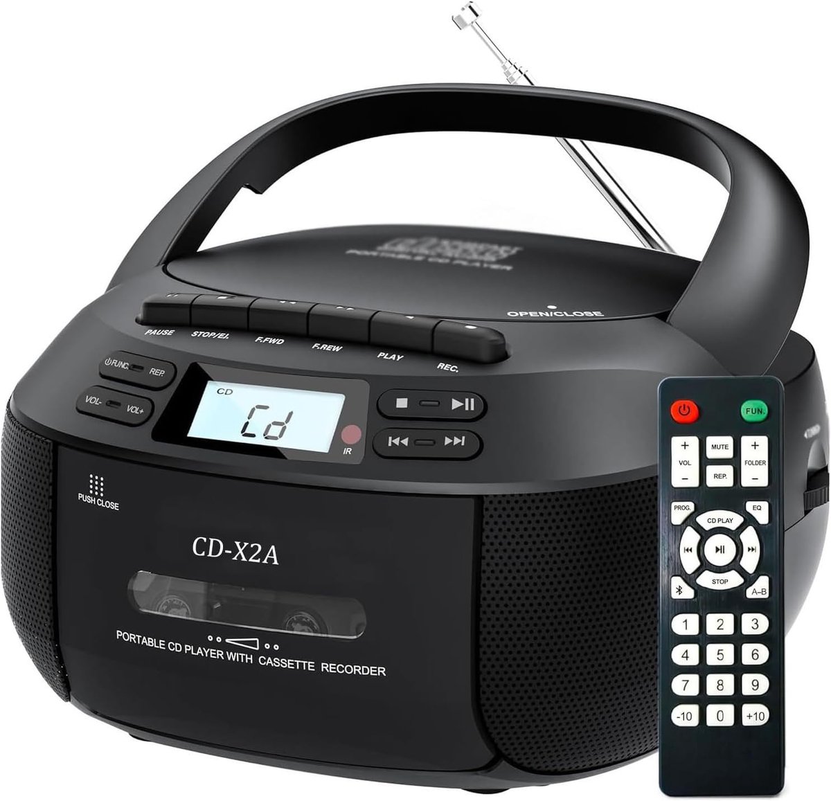 Draagbare Cd Speler - Cassette Speler - Muziek Luisteren - Bluetooth Radio USB - Inclusief Afstandsbediening - Zwart