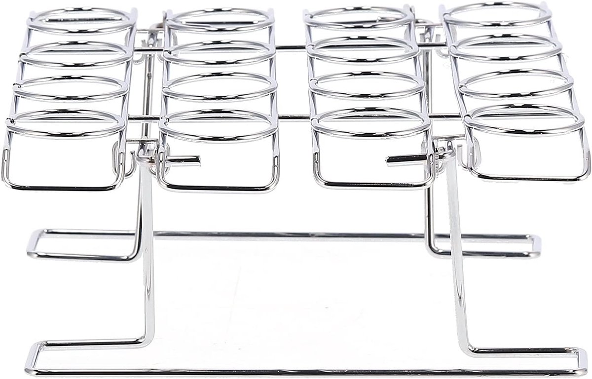 Opvouwbaar Bakrek - Ijshoornhouder Dessertstandaard - Feestelijke Bakcreaties - 16 Hoorns Opvouwbaar - 29 x 22 x 6 cm - Zilver