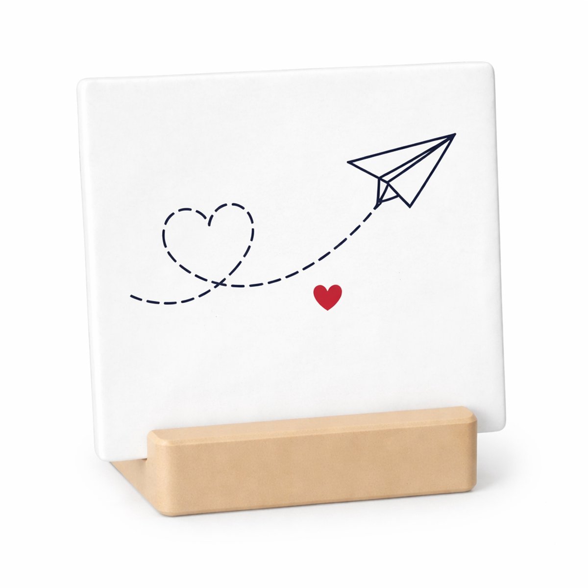 Tegeltje met Houder HuubSolutions - Liefdes Cadeau - Keramisch Spreuktegeltje - Beige