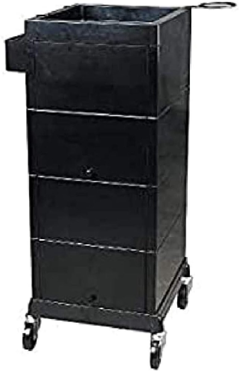 Kapperskar - Salon Trolley - Efficiënt Werken - Haarvrij Wielsysteem - 88 cm Hoog - Zwart