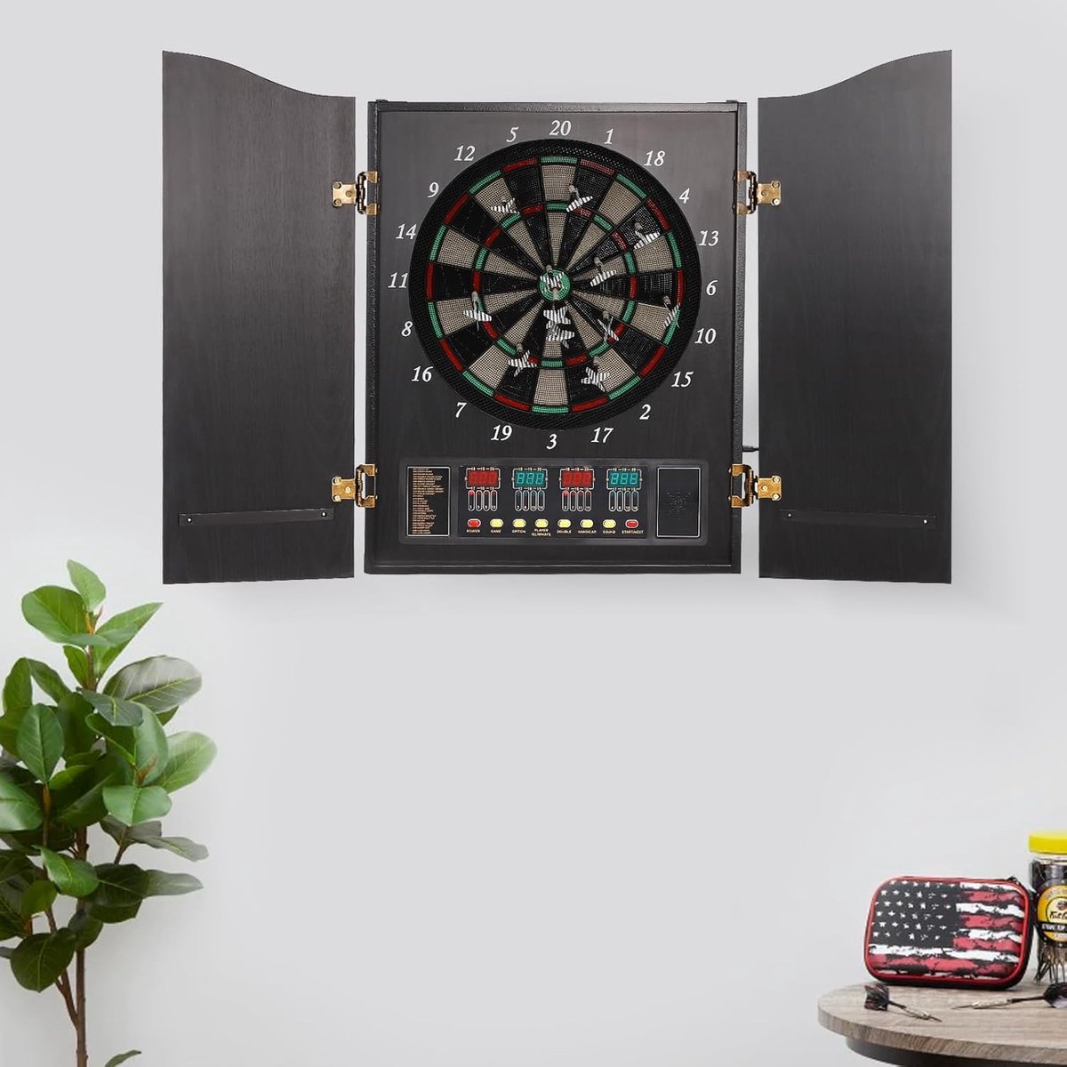 Elektronisch Dartbord - Dartautomaat E-darts - Feesten Spelavonden - 27 Spellen 16 Spelers - 102x62 cm - Geel Zwart