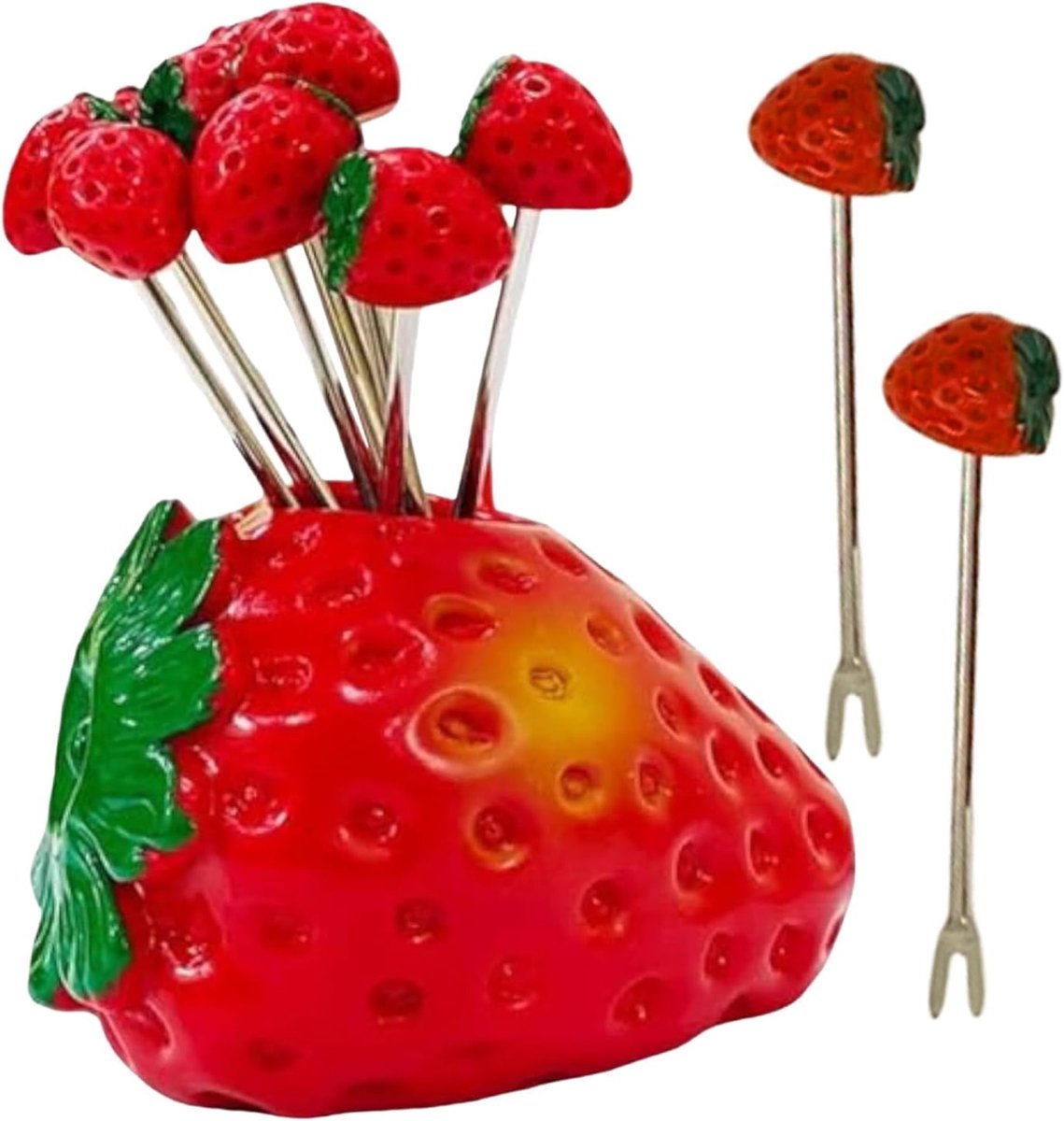 Voorgerecht Vorkjes - Kleine Prikkers - Dessert Hapjes - Hart en Aardbei Vorm - 9x6 cm - Roestvrij Staal