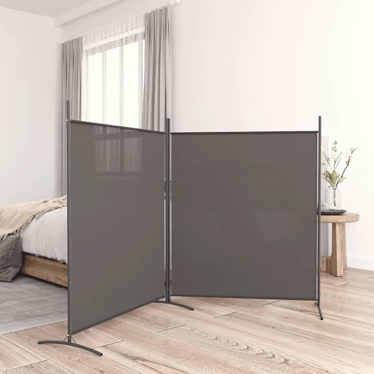 Kamerscherm - Ruimteverdeler - Privacy Creëren - Opvouwbaar - 348x180 cm - Antraciet