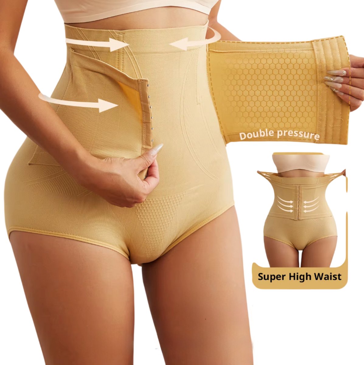 rimmo Naadloze Hoge Taille Corrigerende Slip voor Dames – Sterke Compressie Shapewear, Buikcorrectie, Tummy Control en Figuurcorrigerend Ondergoed - Beige
