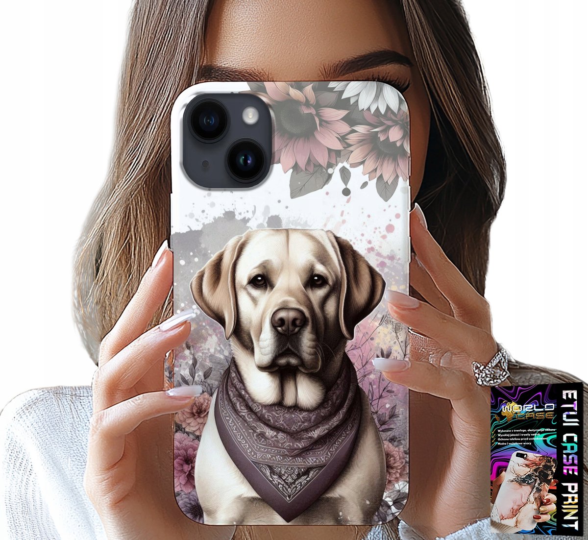 iPhone 13 hoesje - HONDENPATROON MET HUSKY + GLAS